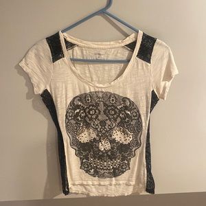 Express skull lace and rhinestone t-shirt